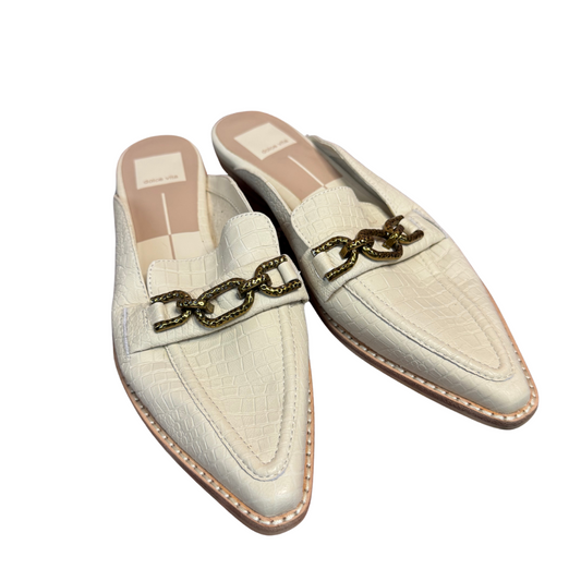 NWOT Dolce Vita Ivory Croc-Embossed Chain Slip-On Loafers (Size 6.5)