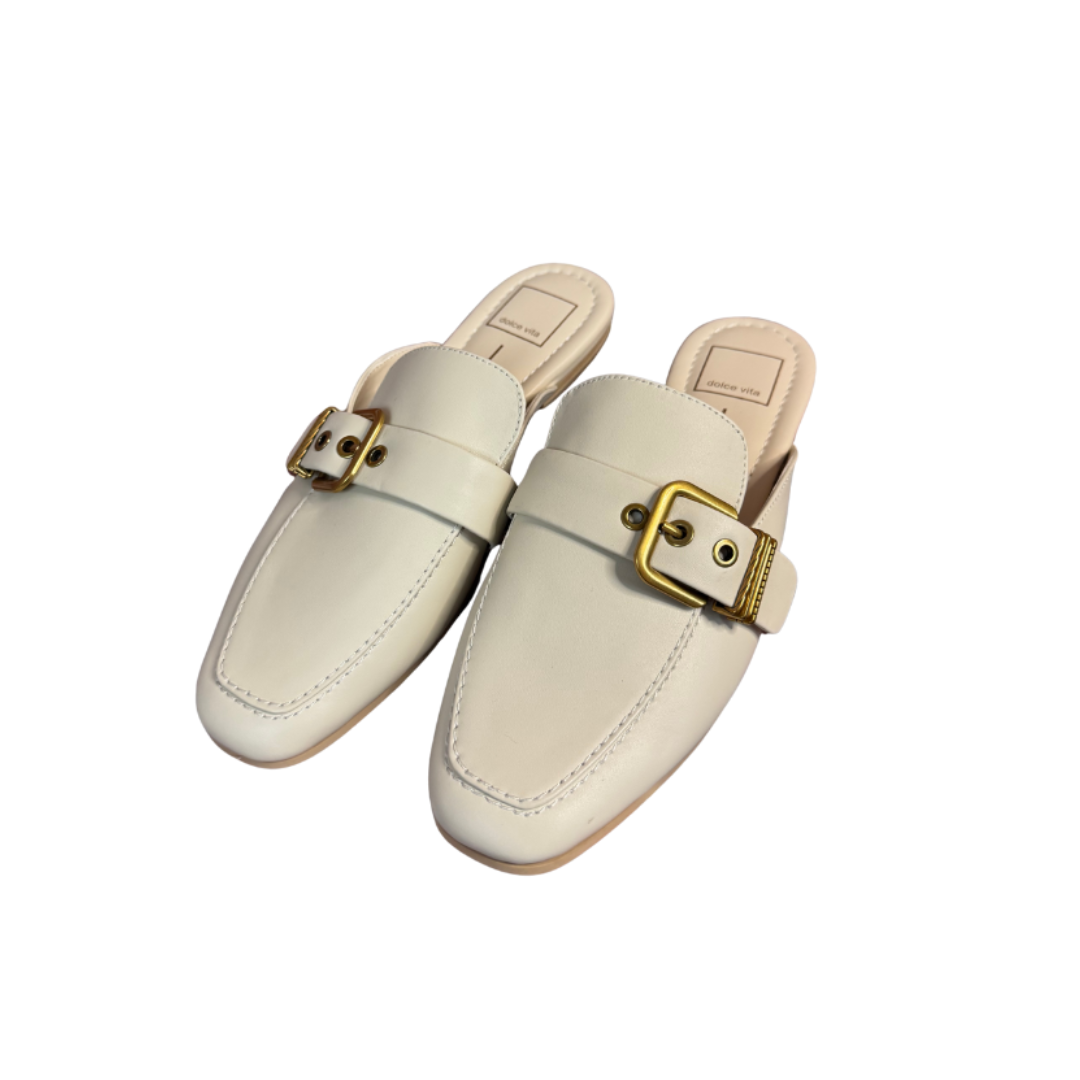 NWOT Dolce Vita Ivory Buckle Slip-On Mules – Women’s Loafer Slides (Size 7.5)