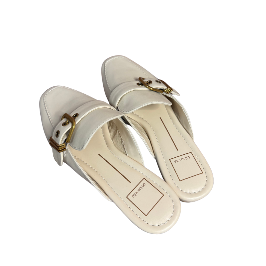 NWOT Dolce Vita Ivory Buckle Slip-On Mules – Women’s Loafer Slides (Size 7.5)