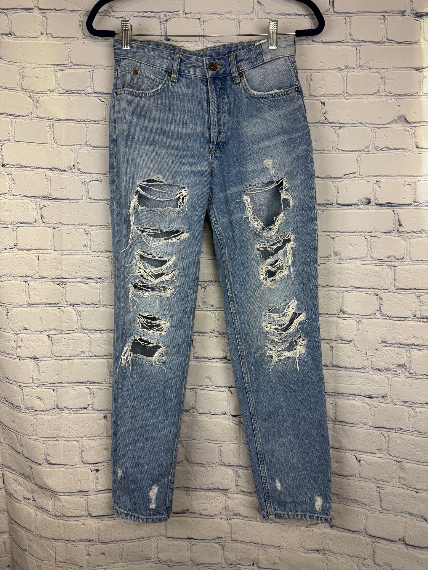 H & M Distressed Low Waist Boyfriend Jeans (Size 2)