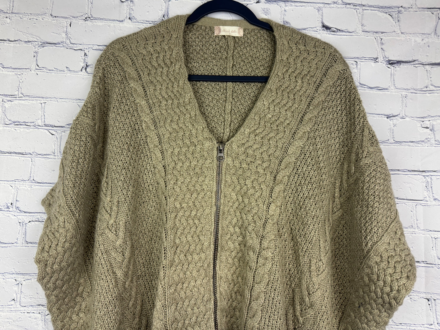 Altar'd State Chunky Knit Zip-Up Cardigan (Size Small)