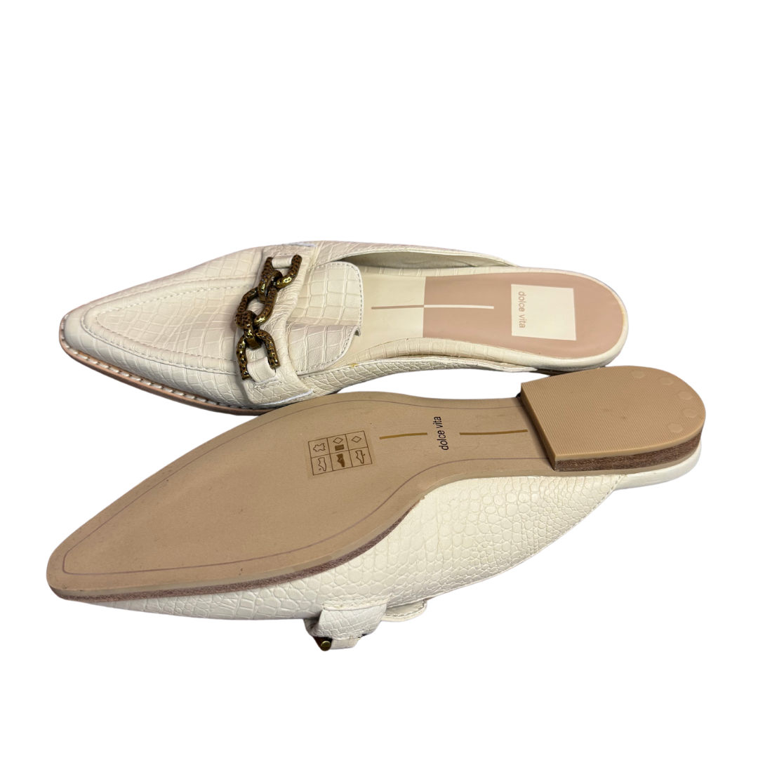 NWOT Dolce Vita Ivory Croc-Embossed Chain Slip-On Loafers (Size 6.5)
