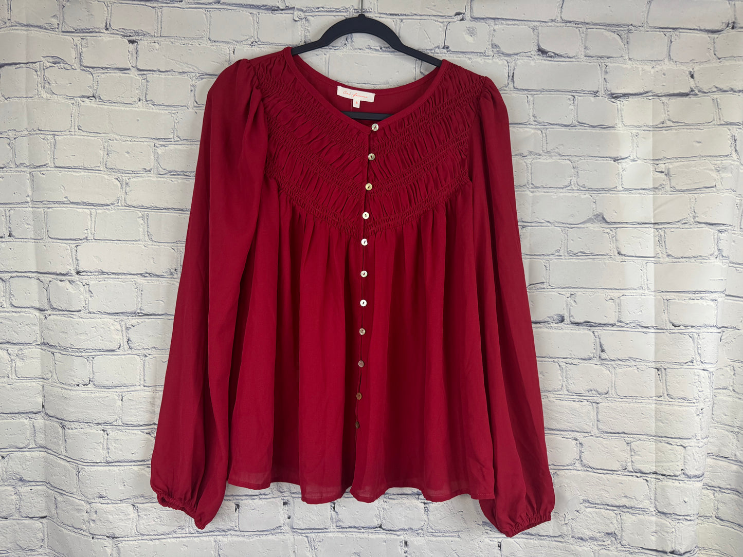 Les Femme Red Sheer Top (Sizes S & M)