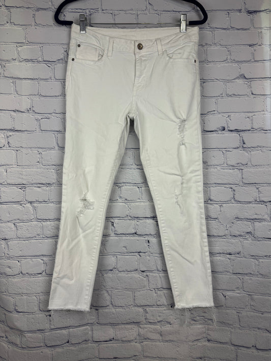 Zara Basic Denim Distressed Crop Jeans (Size 6)