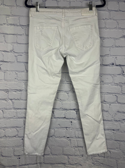Zara Basic Denim Distressed Crop Jeans (Size 6)